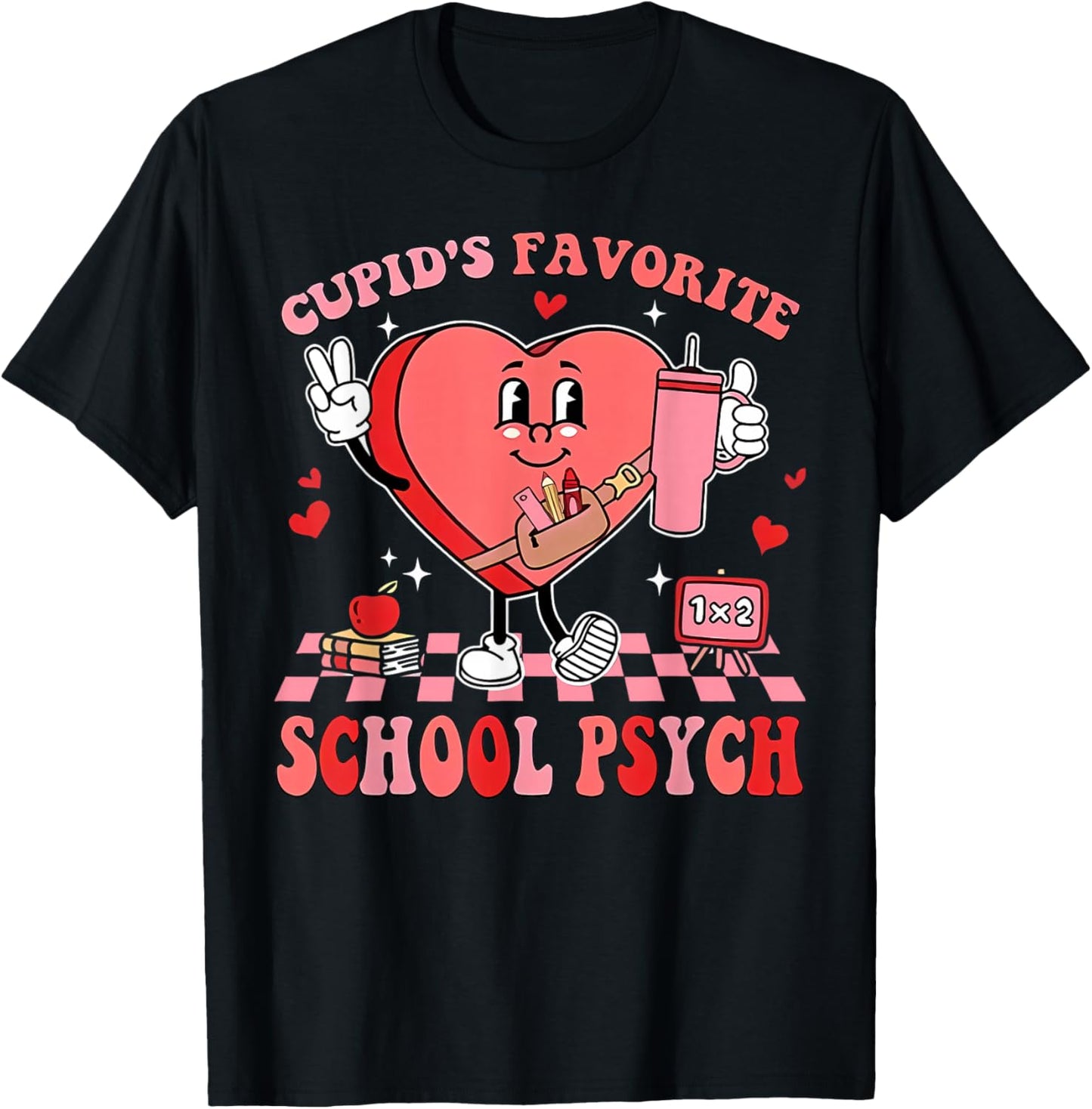 Cupid's Favorite School Psych Valentines School Psychologist T-Shirt - T-Shirt | Black