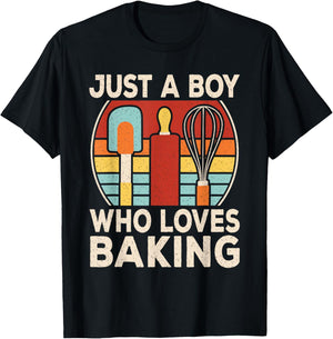 Just A Boy Who Loves Baking Bake Baker Boys Kids T-Shirt - T-Shirt | Black