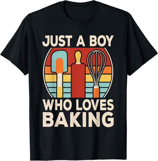 Just A Boy Who Loves Baking Bake Baker Boys Kids T-Shirt - T-Shirt | Black