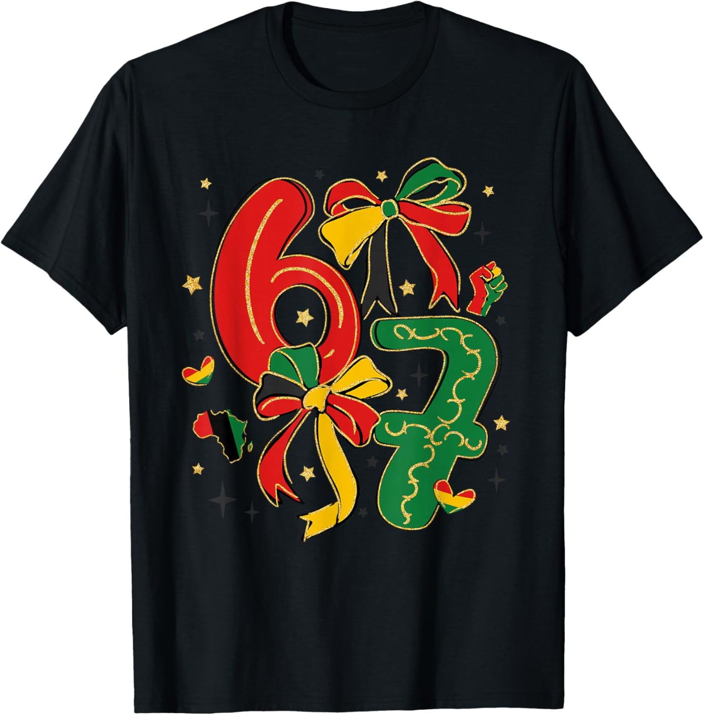 67 Black History Six Seven Coquette Bow Women Girls Kids T-Shirt - T-Shirt | Black