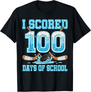 100 Days of School Hockey Drip Boys Kids 100th Day of School T-Shirt - T-Shirt | Black