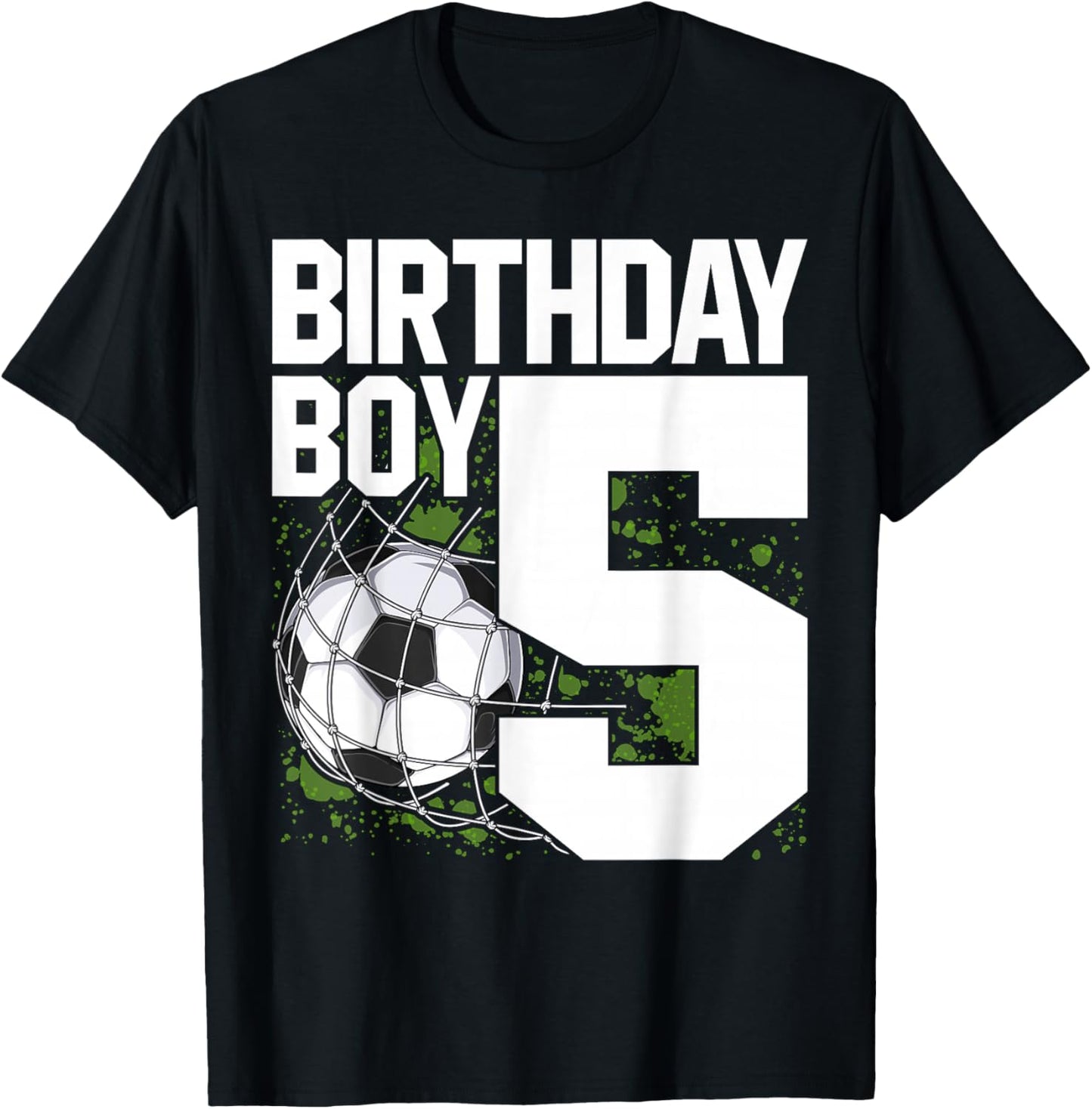 5th Birthday Boy Soccer Fan 5 Years Old T-Shirt - T-Shirt | Black