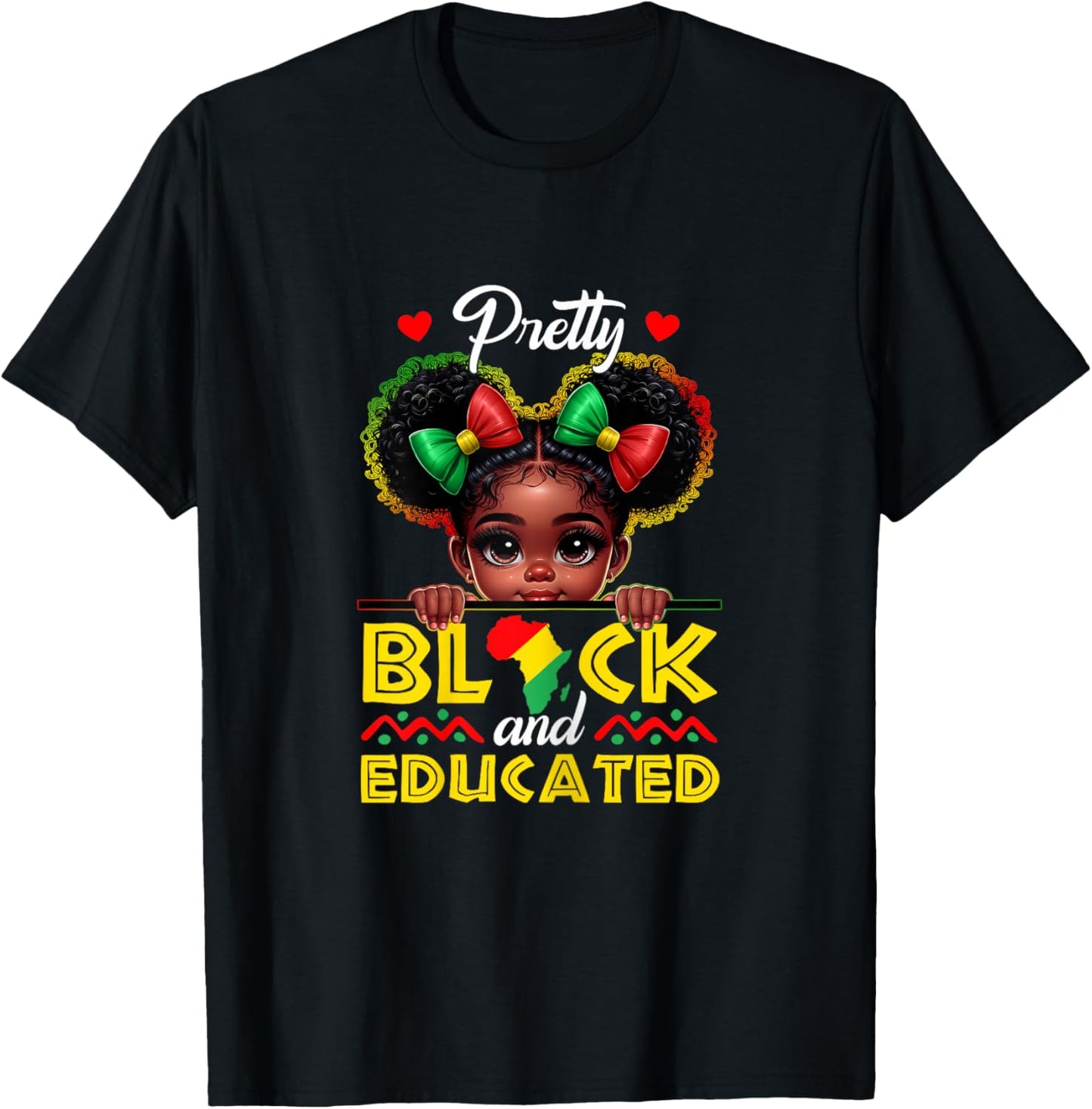 Black History Pretty Black Educated Afro Girl Kids Toddler T-Shirt - T-Shirt | Black