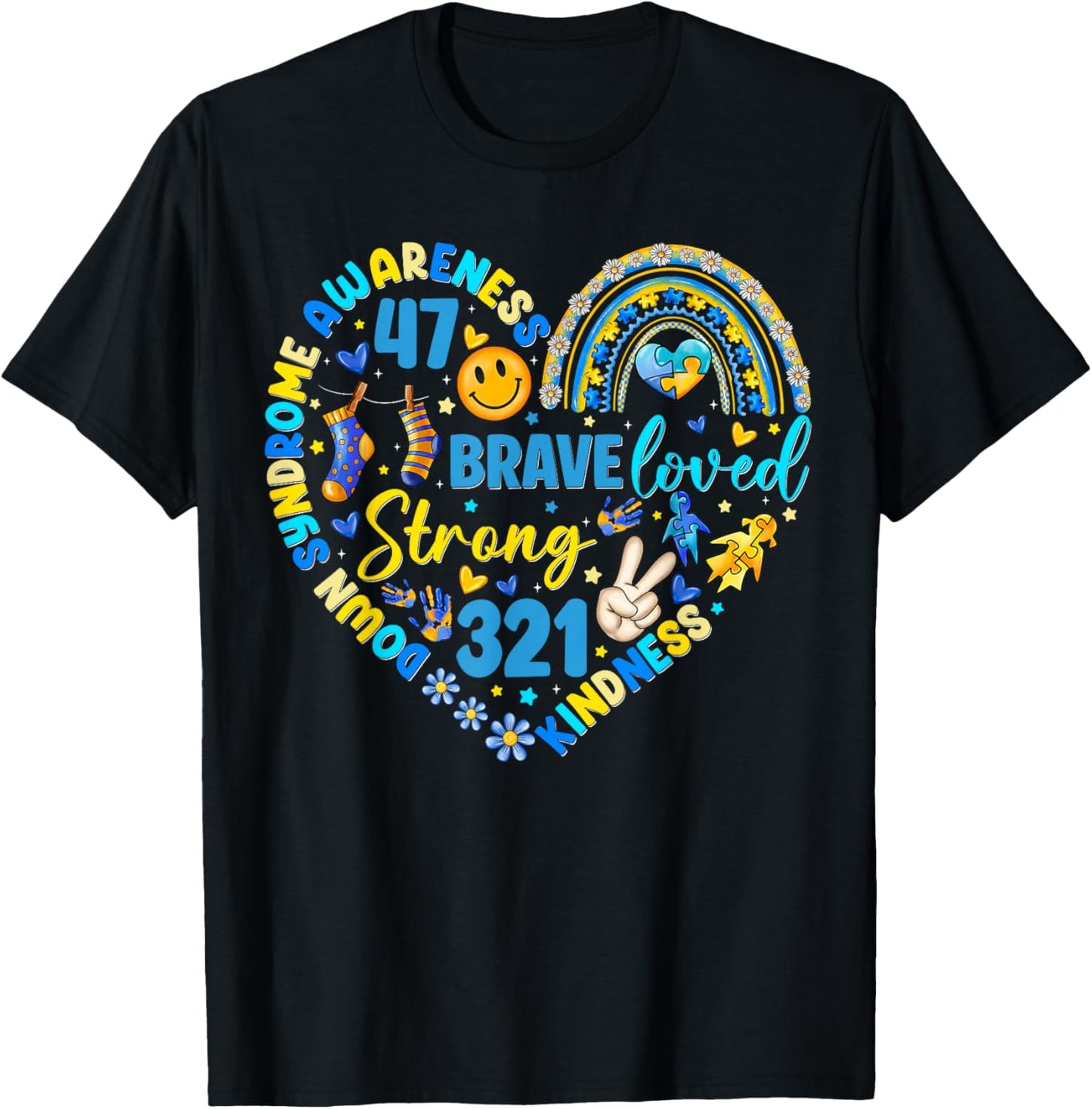 World Down Syndrome Day March 21 Men Women Kid 321 T-Shirt - T-Shirt | Black