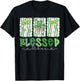 Preppy St Patrick's Day Shamrocks Coquette Bow Blessed Vibes T-Shirt - T-Shirt | Black
