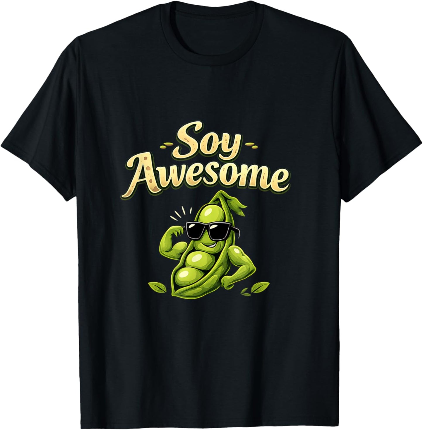 Soy Awesome Country Farm Pun Soybean Muscle Sunglasses T-Shirt - T-Shirt | Black