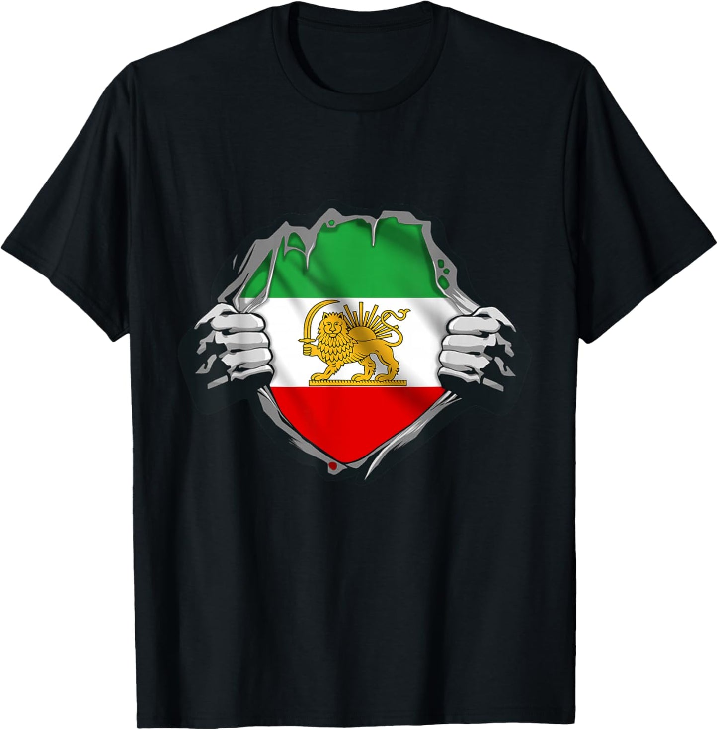 Iran Lion Sun Flag,Iran,Persian,Shir o Khorshid T-Shirt - T-Shirt | Black