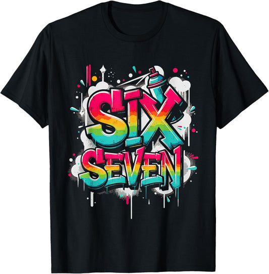 67 Graffiti Meme Funny Six Seven Gen Alpha Slang Men Boys T-Shirt - T-Shirt | Black