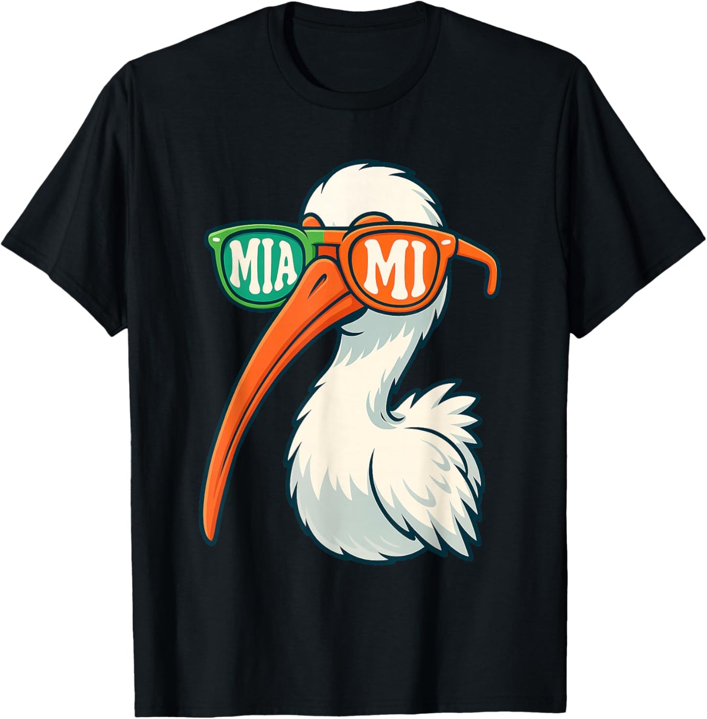White Ibis with Sunglasses American Vintage Style T-Shirt - T-Shirt | Black