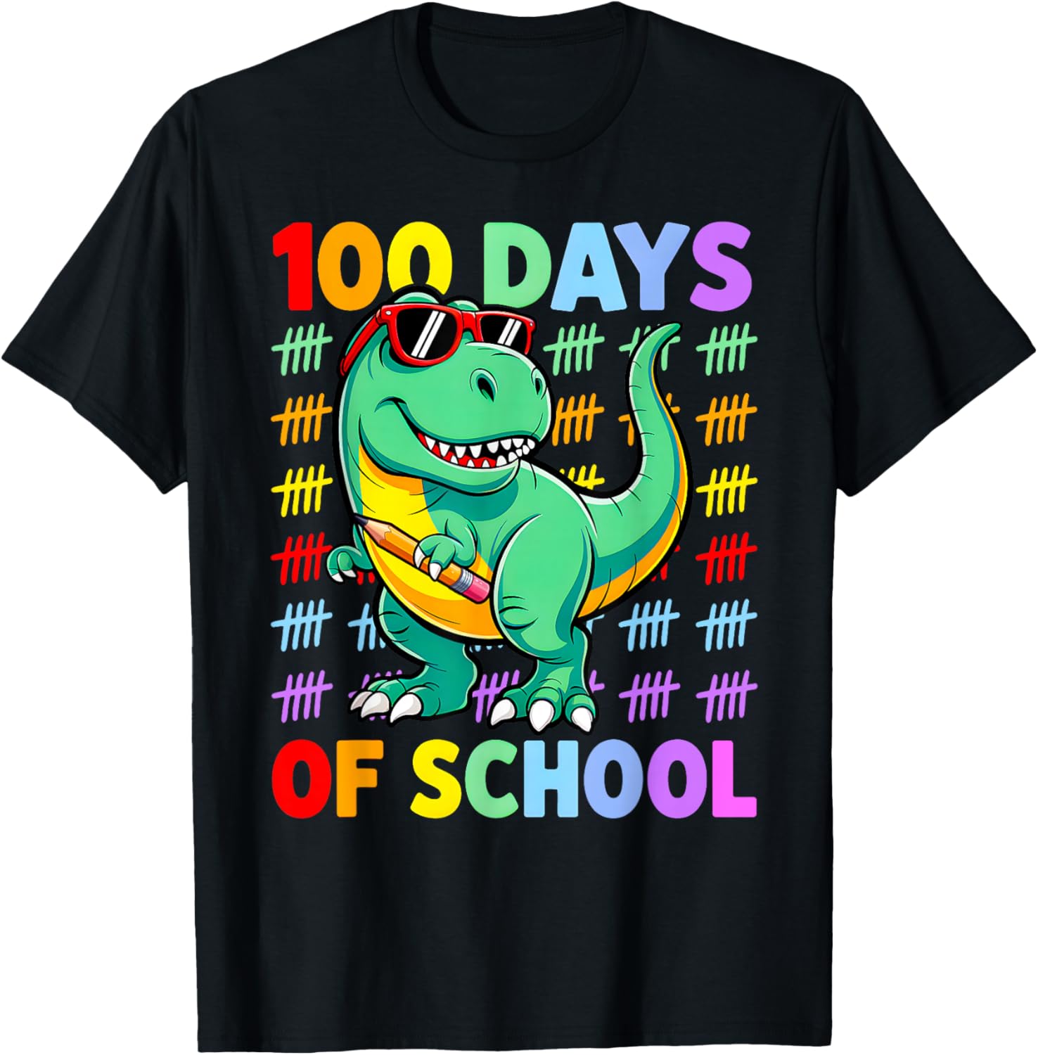 Dinosaur 100 Days of School Boys 100th Day of School Kids T-Shirt - T-Shirt | Black