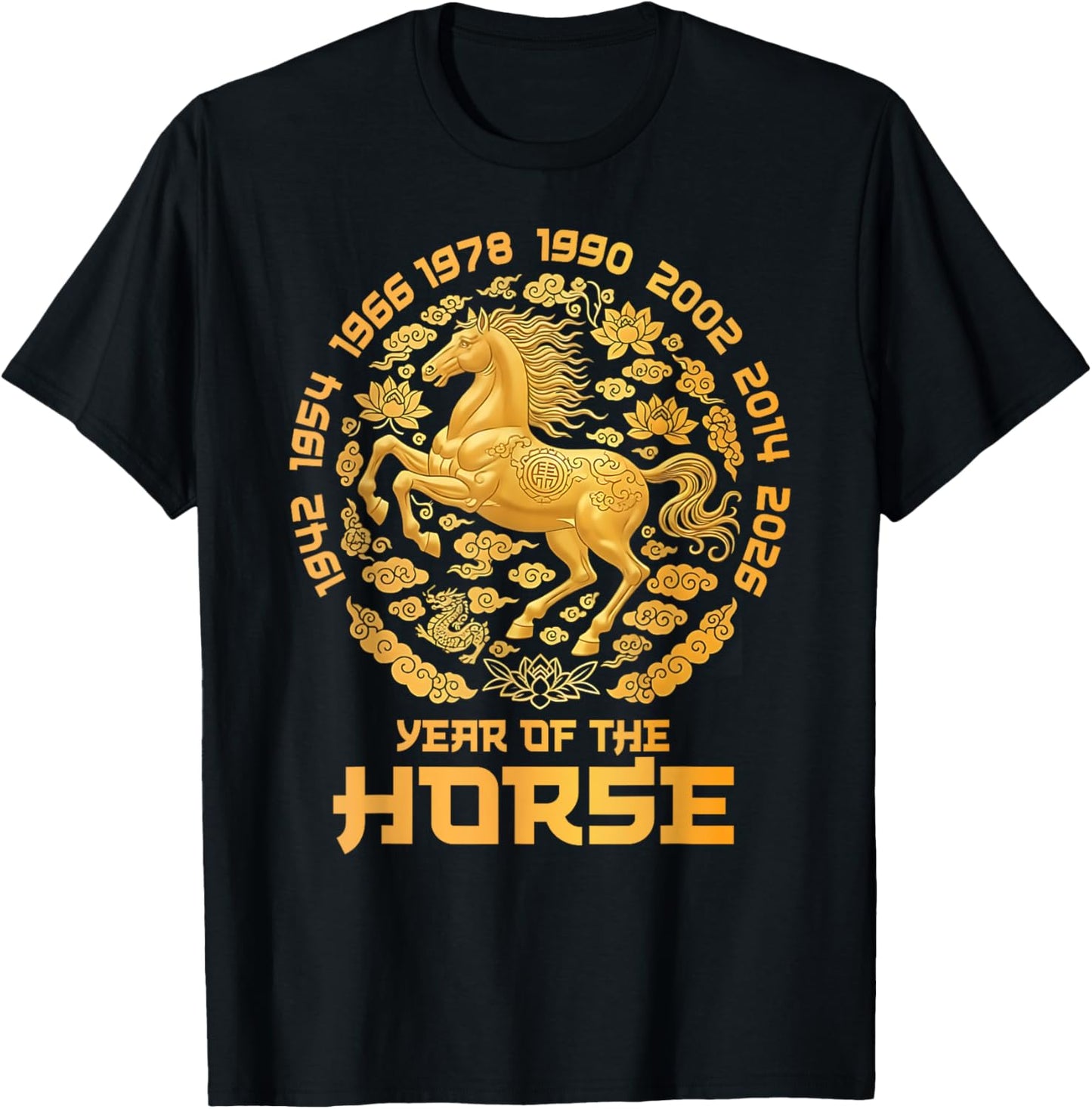 Chinese New Year 2026 Year of The Horse Lunar Golden Horse T-Shirt - T-Shirt | Black