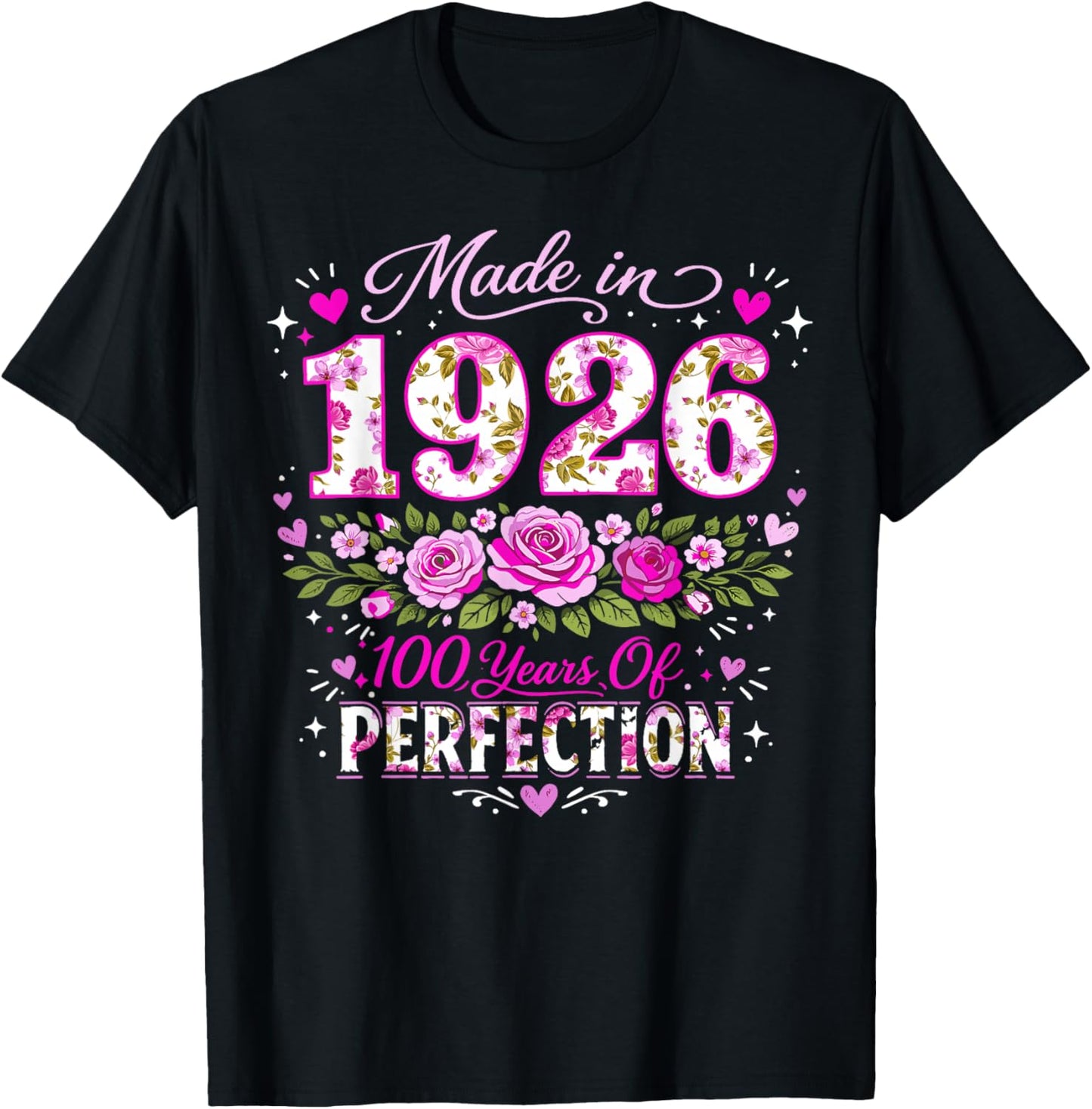 100 Year Old Made 1926 Floral 100th Birthday Women T-Shirt - T-Shirt | Black
