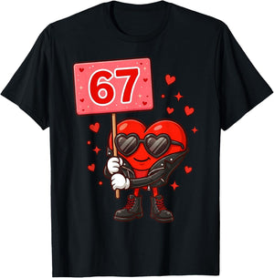 67 Six Seven Valentine Preppy Pink Heart Boys Girls Kids T-Shirt - T-Shirt | Black