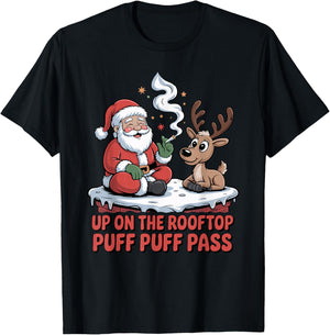 Santa Weed Funny 420 Stoner Christmas Cannabis Design T-Shirt - T-Shirt | Black