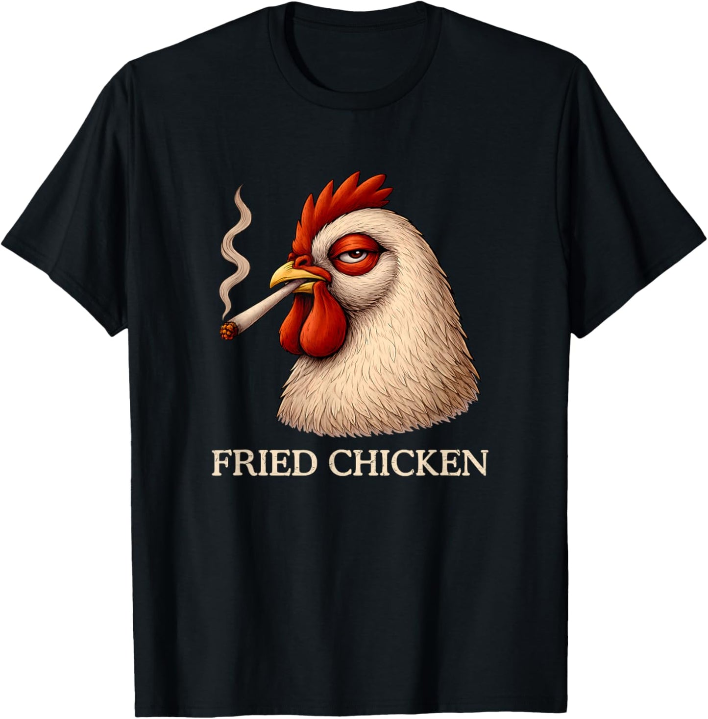 Fried Chicken Smoking Joint Funny Weed Lover Cannabis 420 T-Shirt - T-Shirt | Black