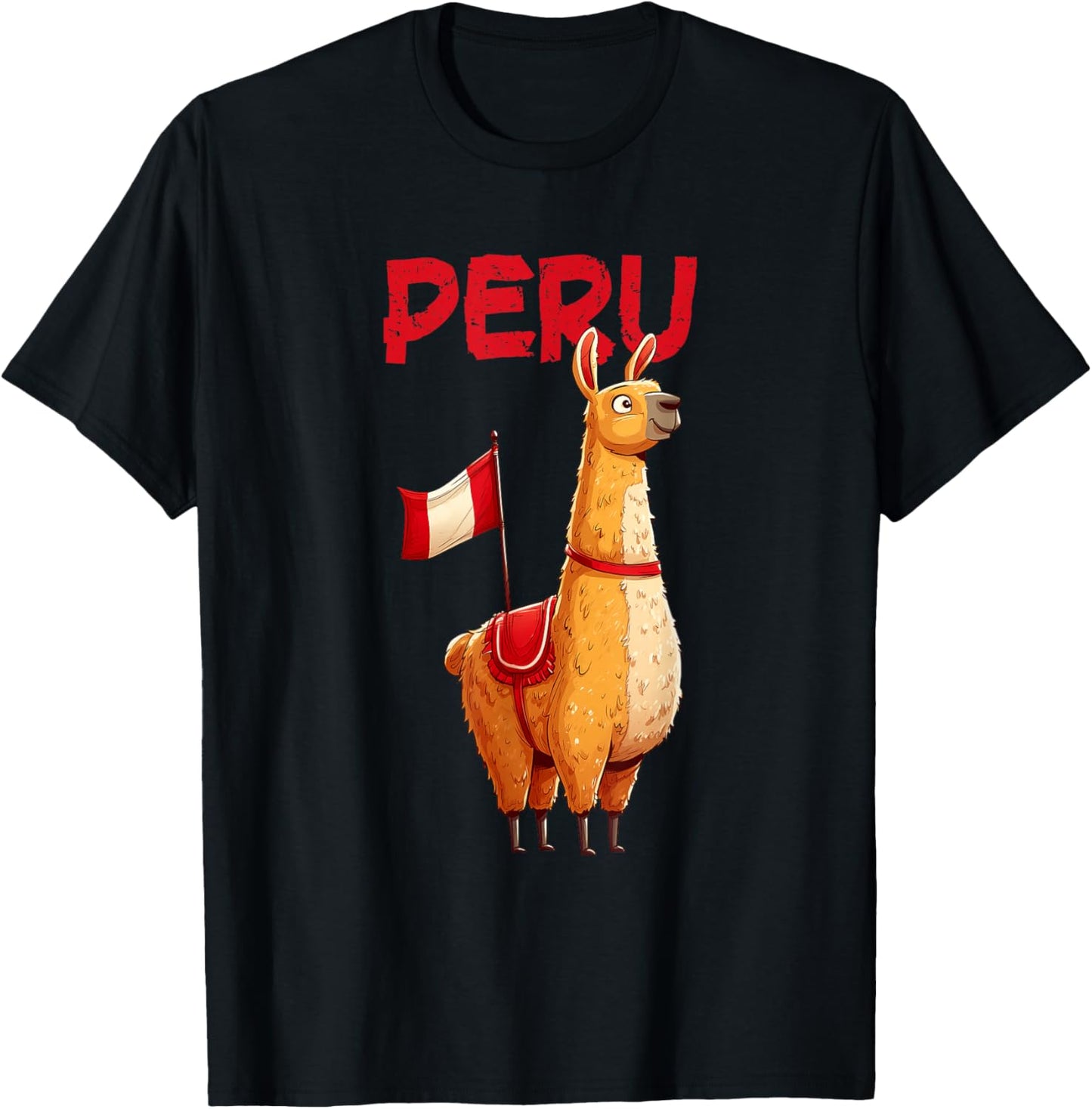 Pretty Llama with Peru Flag Costume T-Shirt - T-Shirt | Black