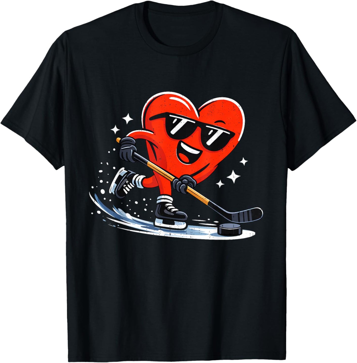 Valentine Hockey Heart Sport Valentines Day Men Boys Kids T-Shirt - T-Shirt | Black