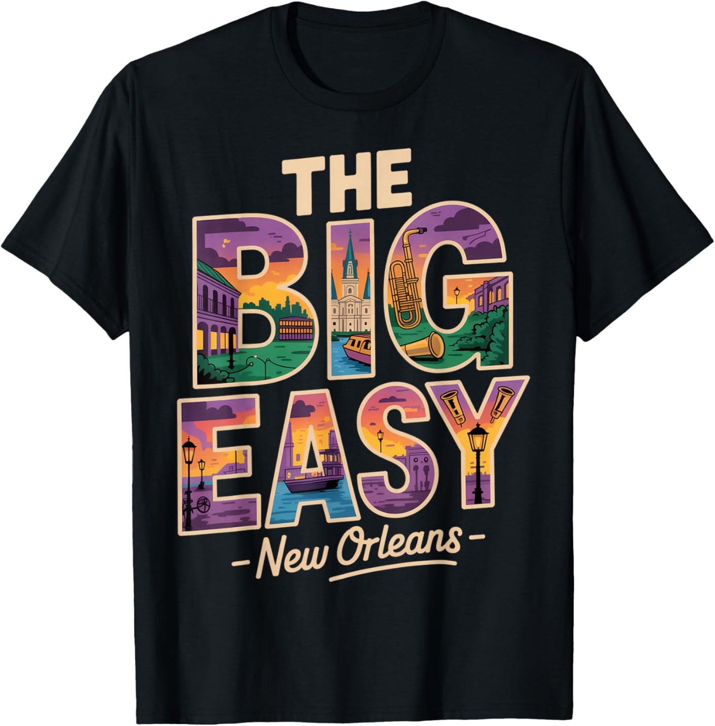 The Big Easy New Orleans Vintage T-Shirt - T-Shirt | Black
