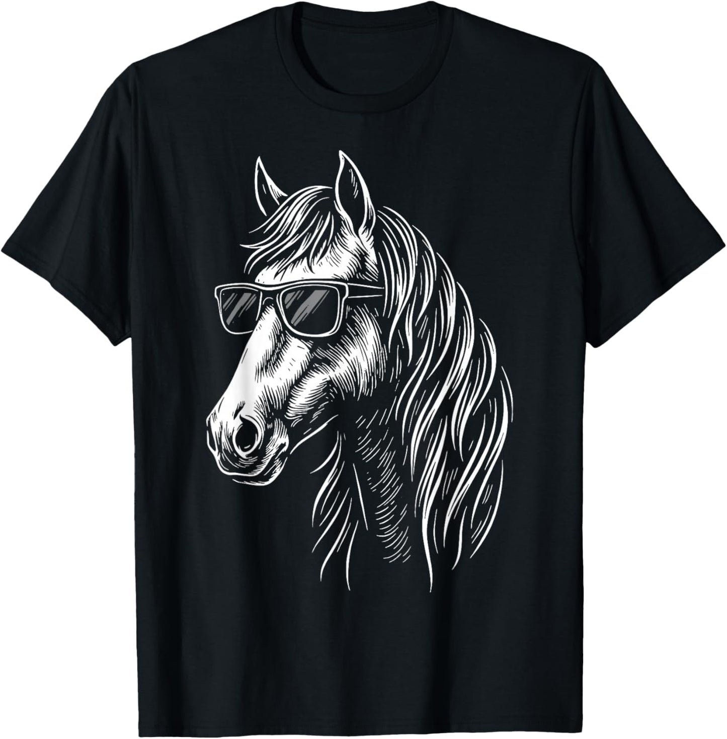 Girl Horse Sunglasses Horse Riding T-Shirt - T-Shirt | Black