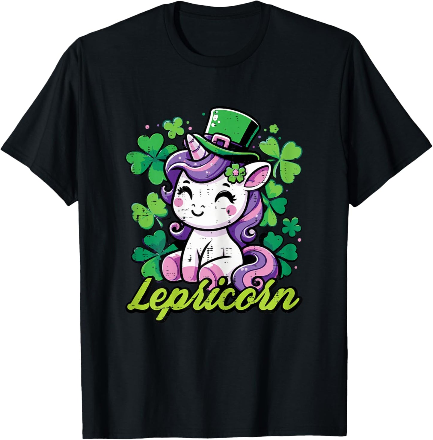 St Patricks Day Unicorn Lepricorn Saint Pattys Girls Kids T-Shirt - T-Shirt | Black