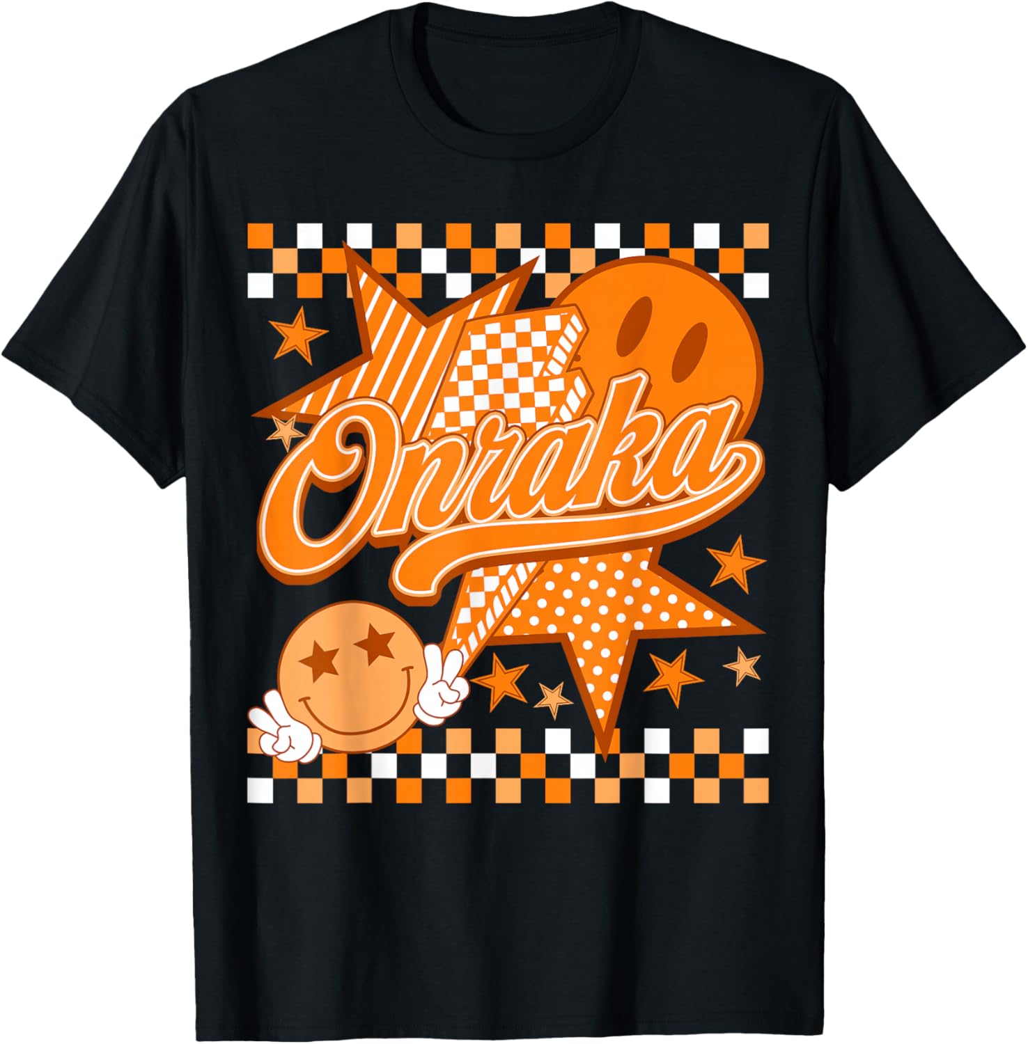 Team Onraka Checkered Retro School Spirit House Day T-Shirt - T-Shirt | Black