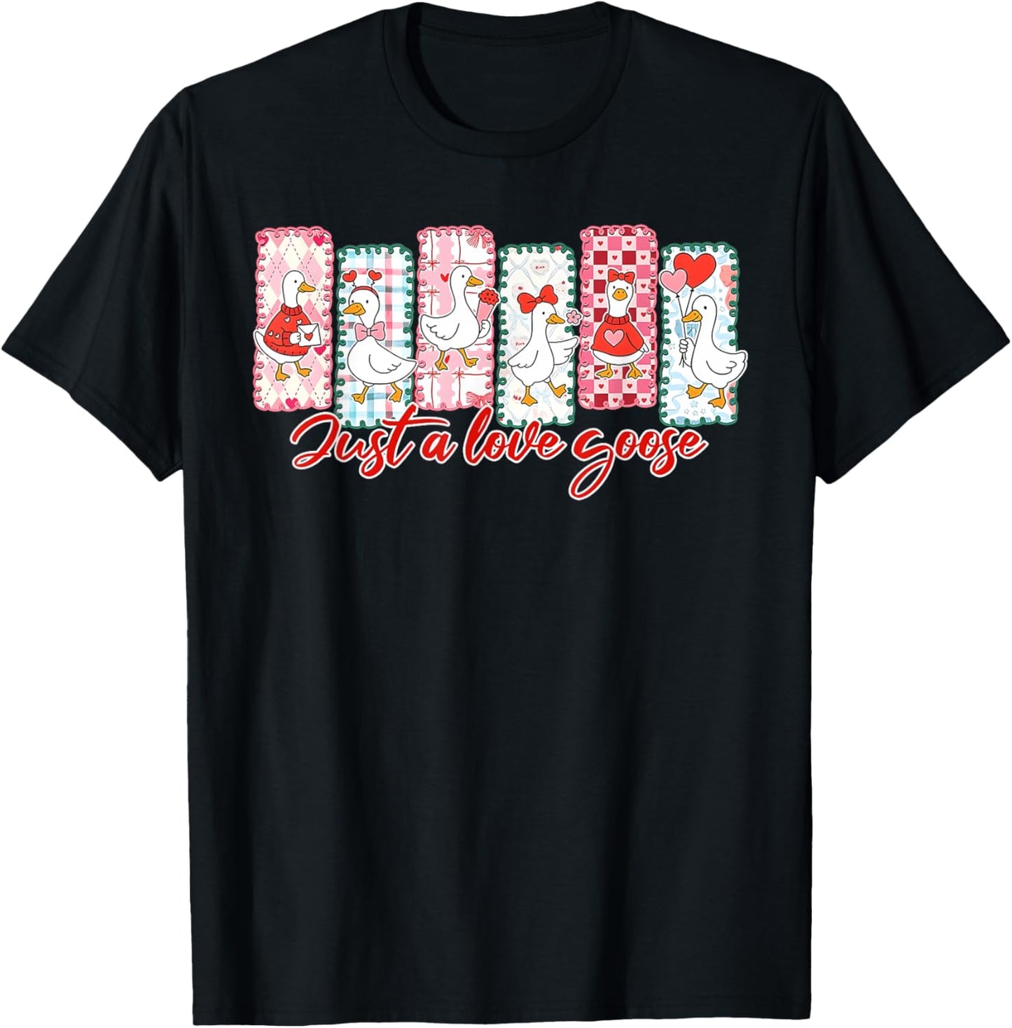 Valentine Just A Love Goose Duck Silly Goose Men Women Kid T-Shirt - T-Shirt | Black