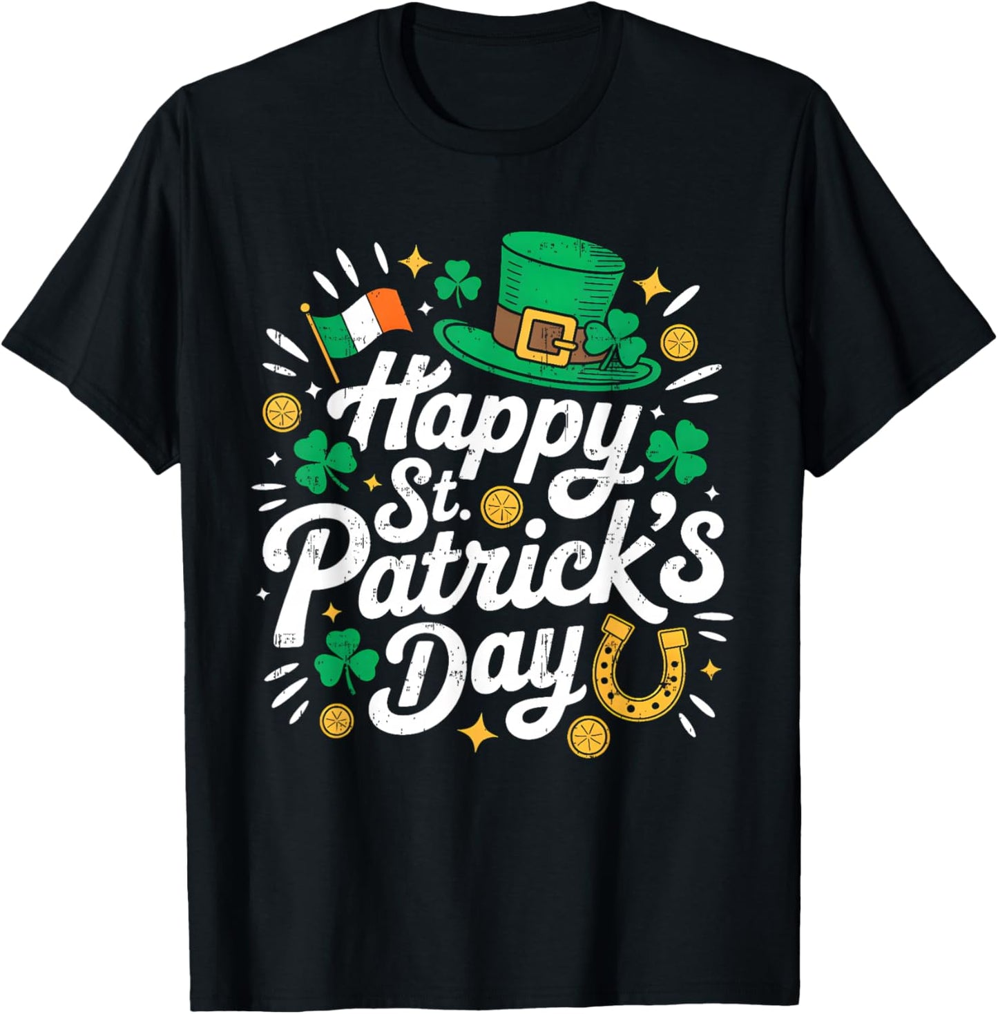 Happy St Patricks Day Shamrock Irish Women Kids T-Shirt - T-Shirt | Black