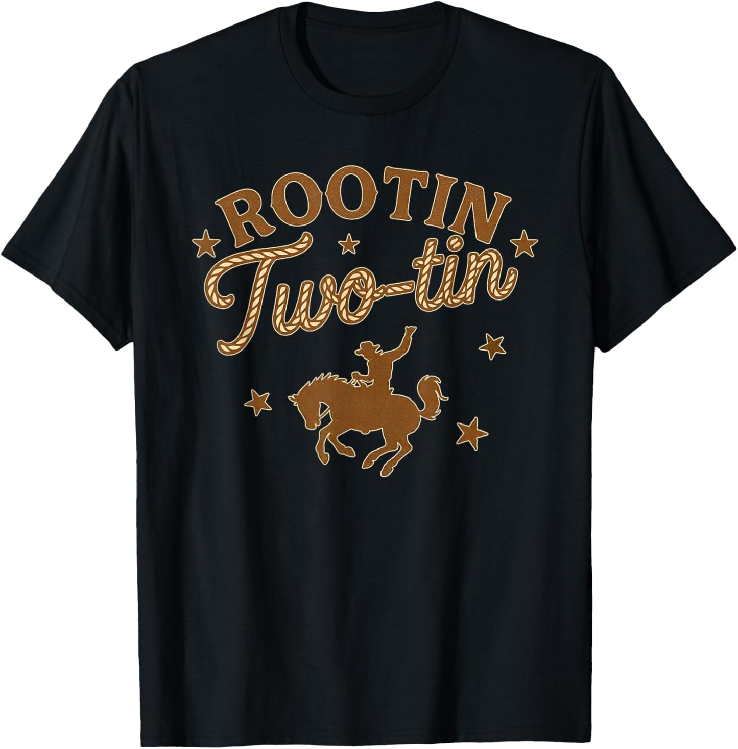 Rootin Two-tin It's My 2nd Birthday Cowboy Rodeo 2 Years Old T-Shirt - T-Shirt | Black