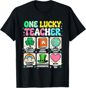 One Lucky Teacher St Patricks Day Classroom Fun T-Shirt - T-Shirt | Black