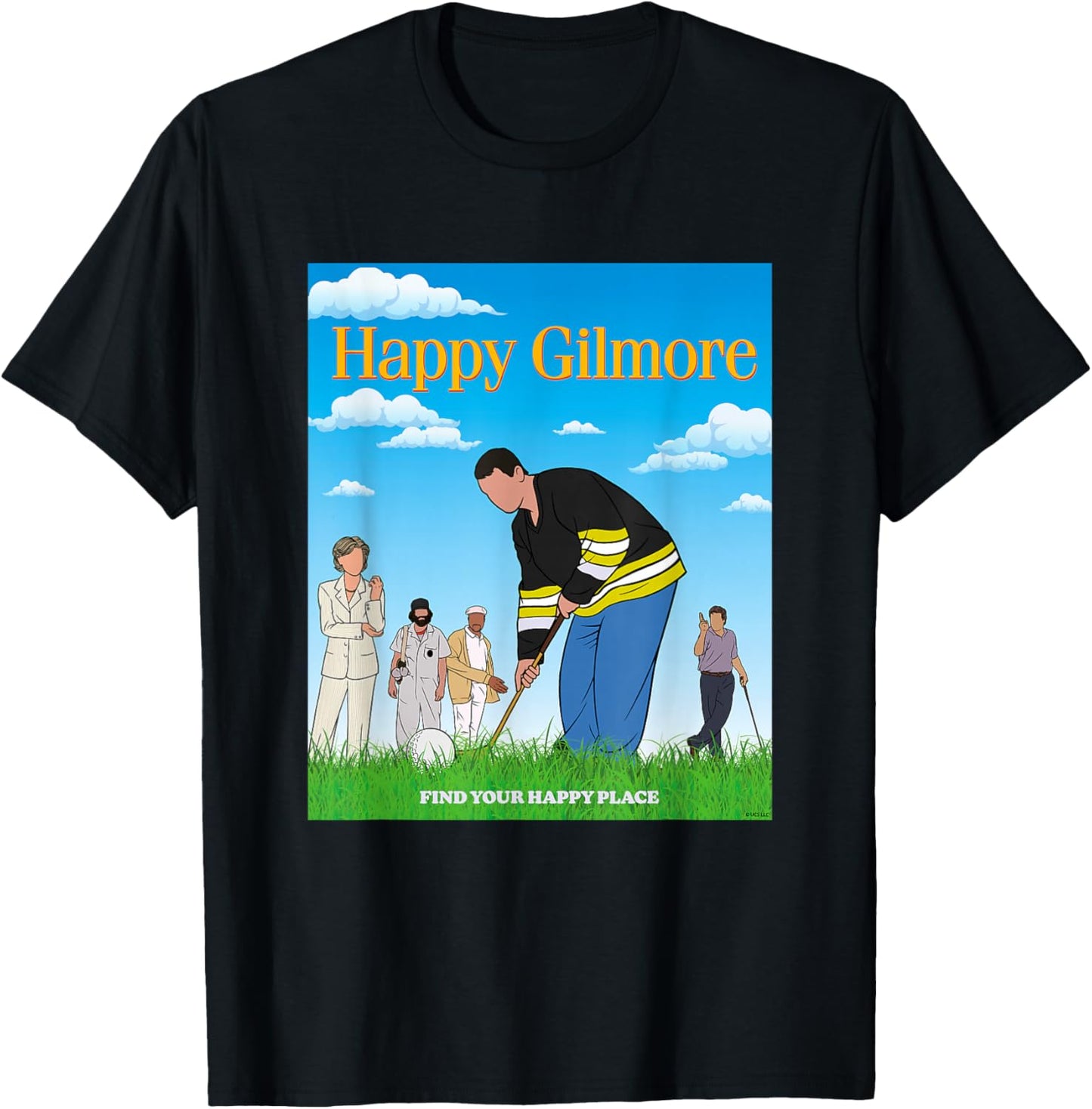 Happy Gilmore 30th Anniversary Happy Place T-Shirt - T-Shirt | Black