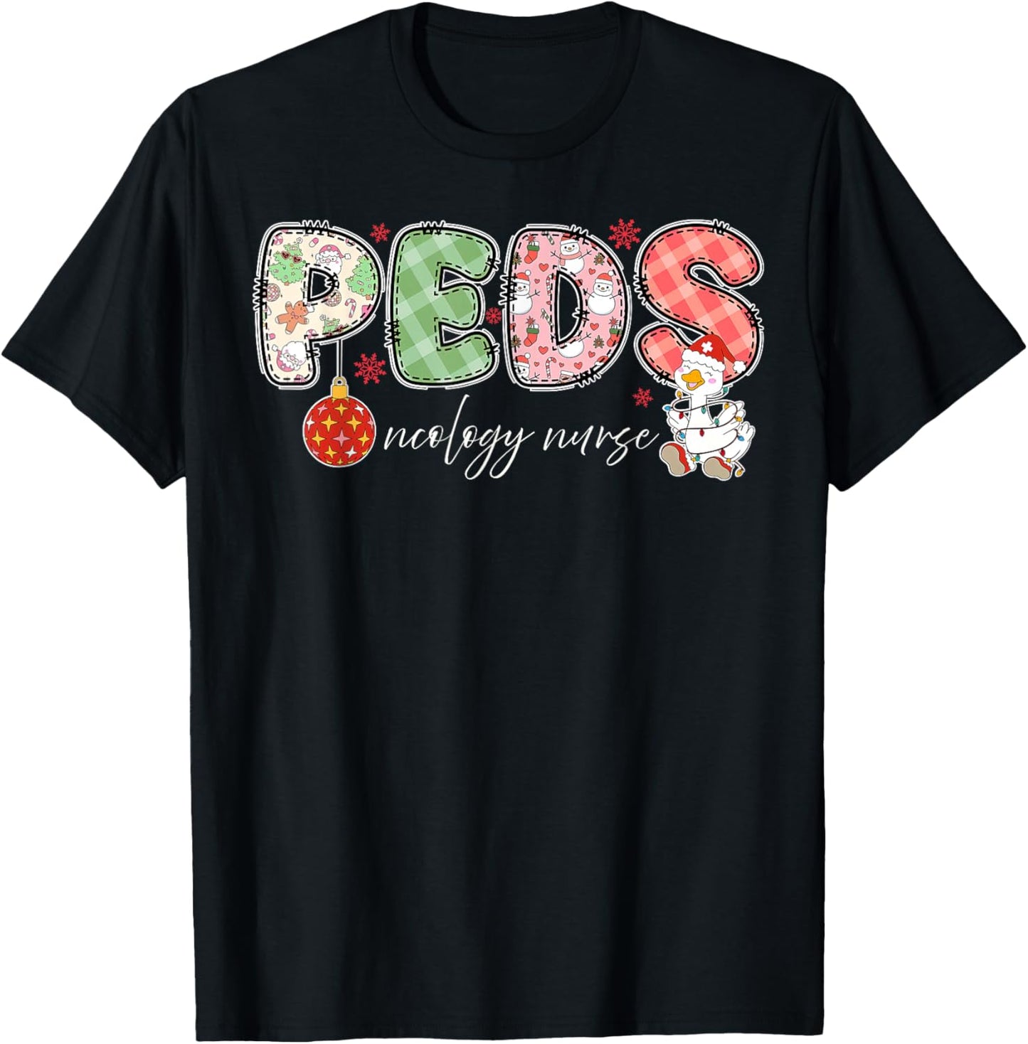 PEDS Oncology Nurse Silly Goose Christmas Pediatric Hem Onc T-Shirt - T-Shirt | Black