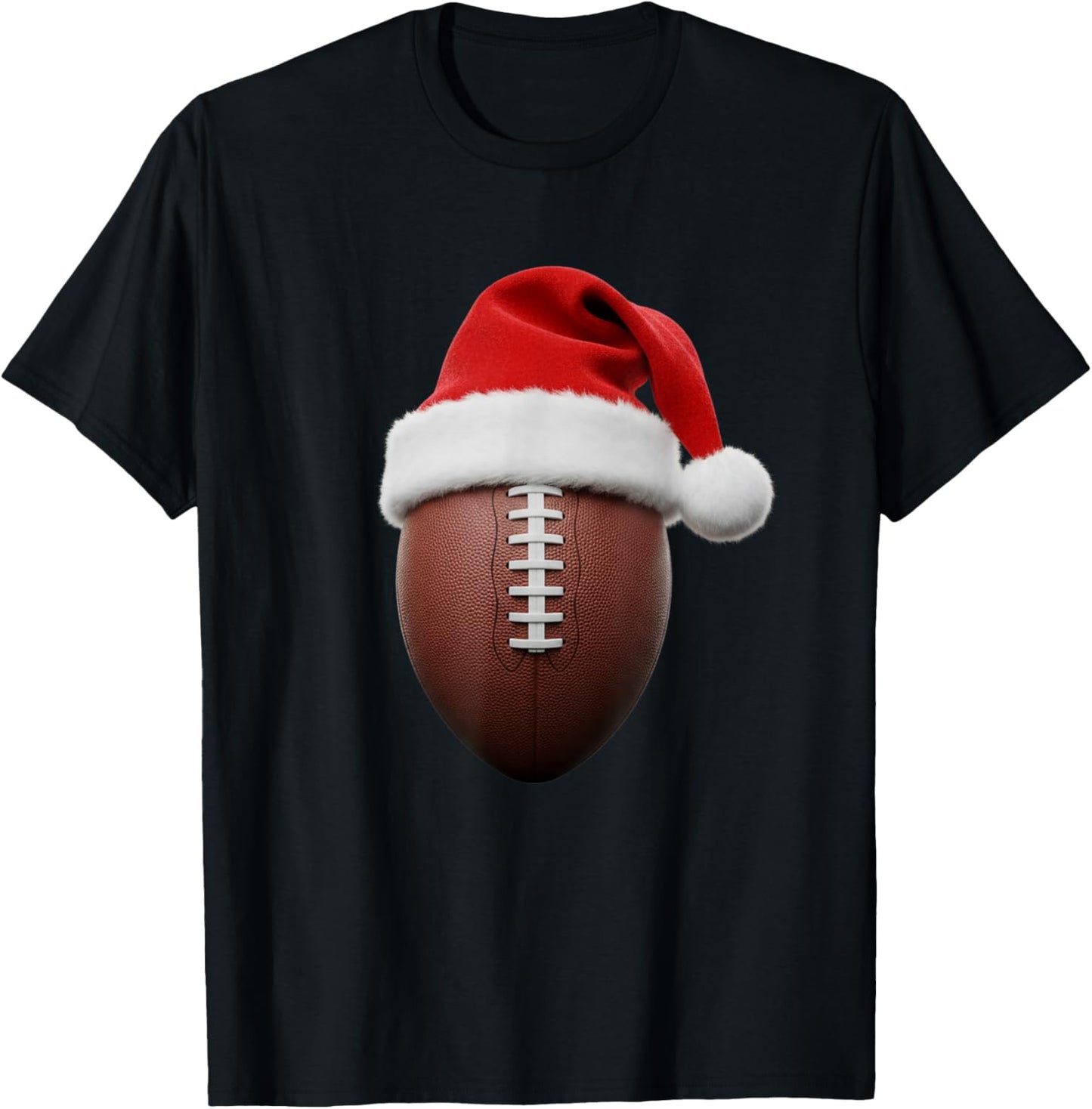 Football Christmas Hat Funny Holiday Sports T-Shirt - T-Shirt | Black