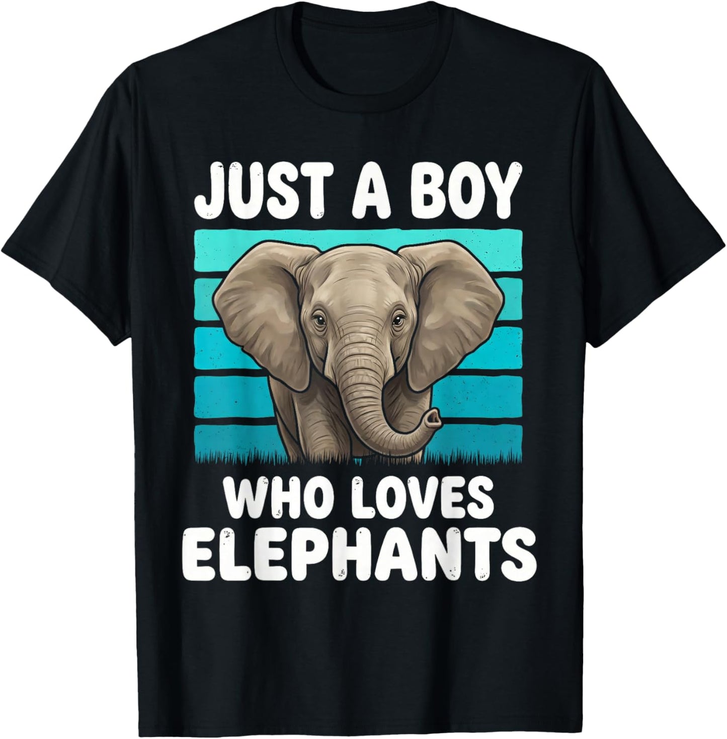Just a Boy Who Loves Elephants Funny Elephant Lover Kid Boys T-Shirt - T-Shirt | Black