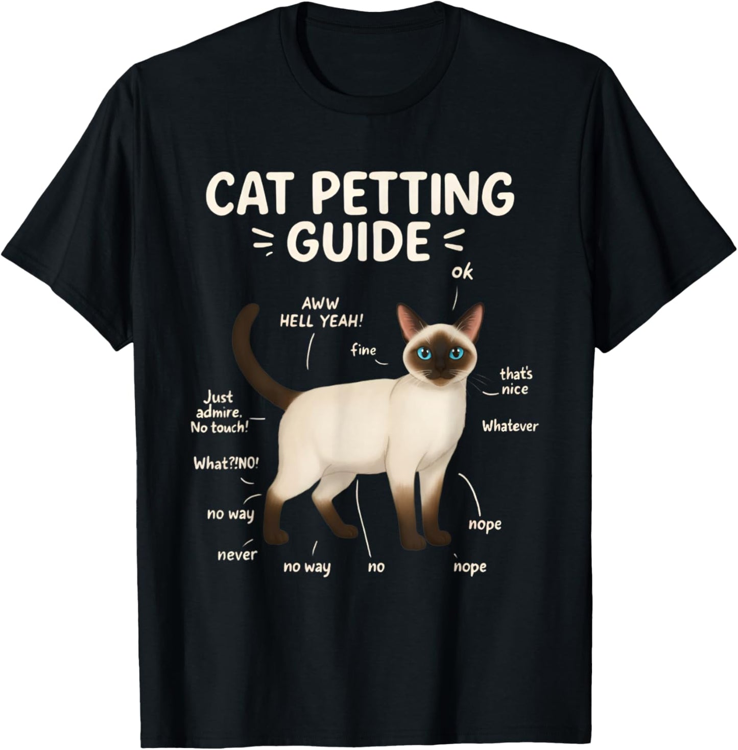 Siamese Cat Petting Guide Funny Cat Lover T-Shirt - T-Shirt | Black