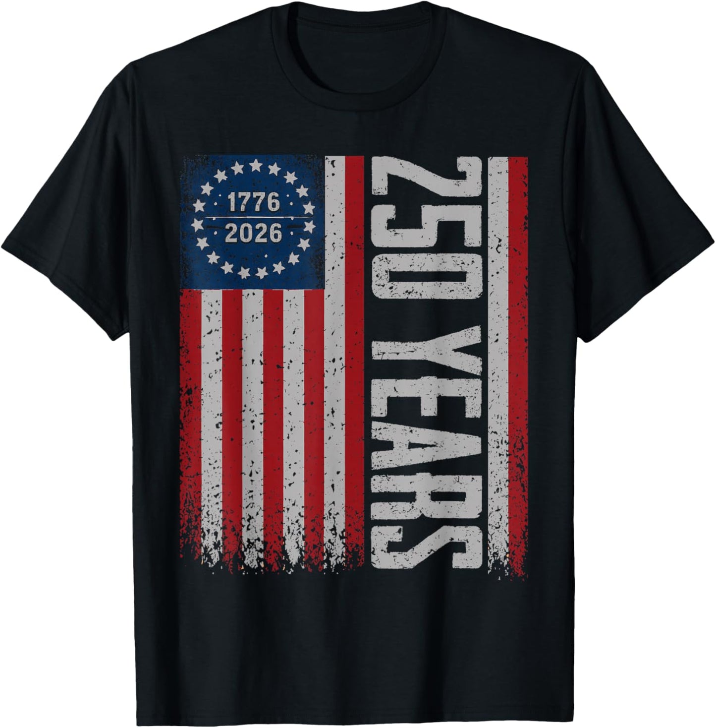 Vintage 250 Years American 1776-2026 250th Birthday USA T-Shirt - T-Shirt | Black