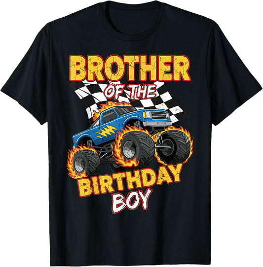 Brother of The Birthday Boy Monster Truck Birthday Family T-Shirt - T-Shirt | Black