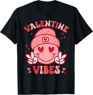 Valentines Vibes Valentines Day for Teens Boys Girls Kids T-Shirt - T-Shirt | Black