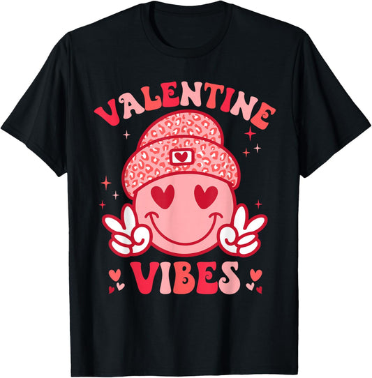 Valentines Vibes Valentines Day for Teens Boys Girls Kids T-Shirt - T-Shirt | Black