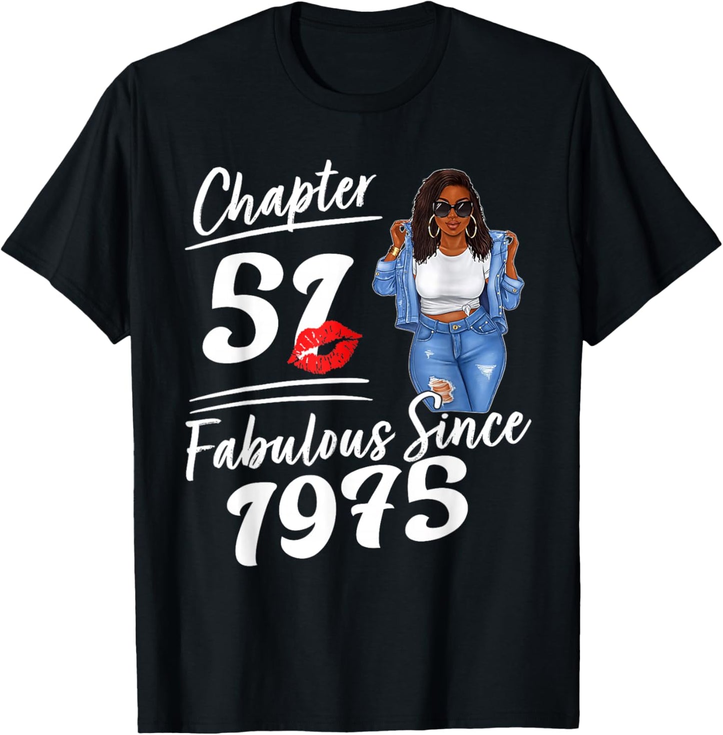 Chapter 51 Fabulous Since 1975 Afro Queen Birthday Girl T-Shirt - T-Shirt | Black