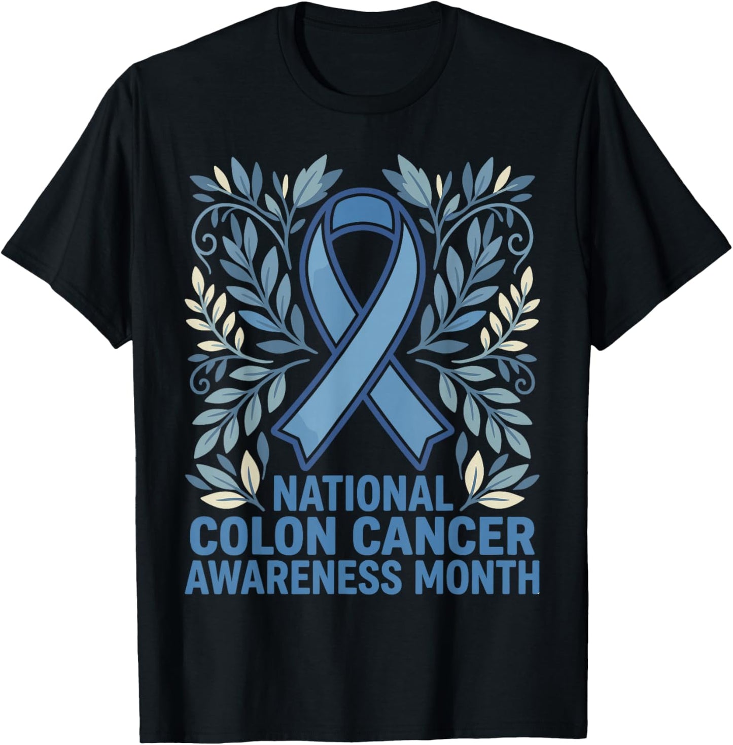National Colon Cancer Awareness Month Blue Ribbon Men Women T-Shirt - T-Shirt | Black