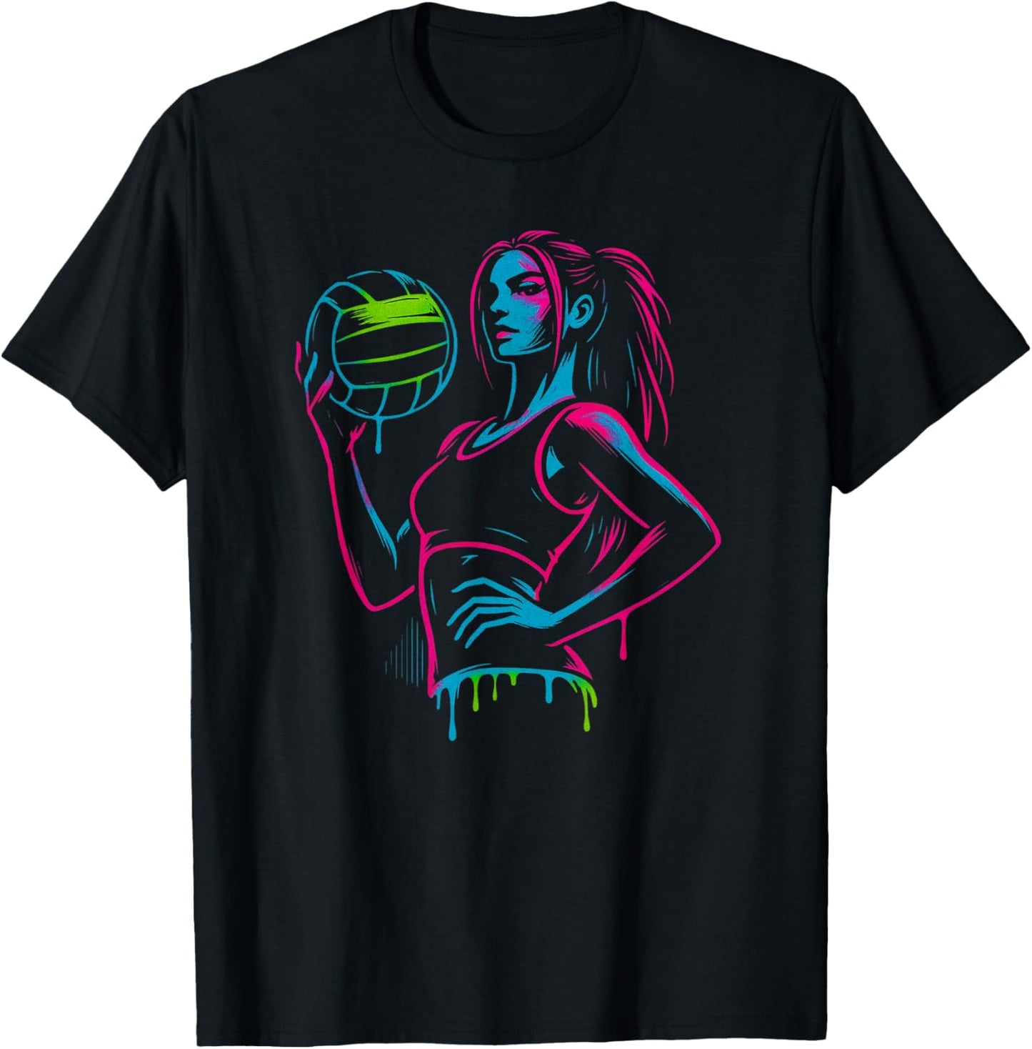 Volleyball Girl Drip Style Athlete Proud Player Artwork T-Shirt - T-Shirt | Black