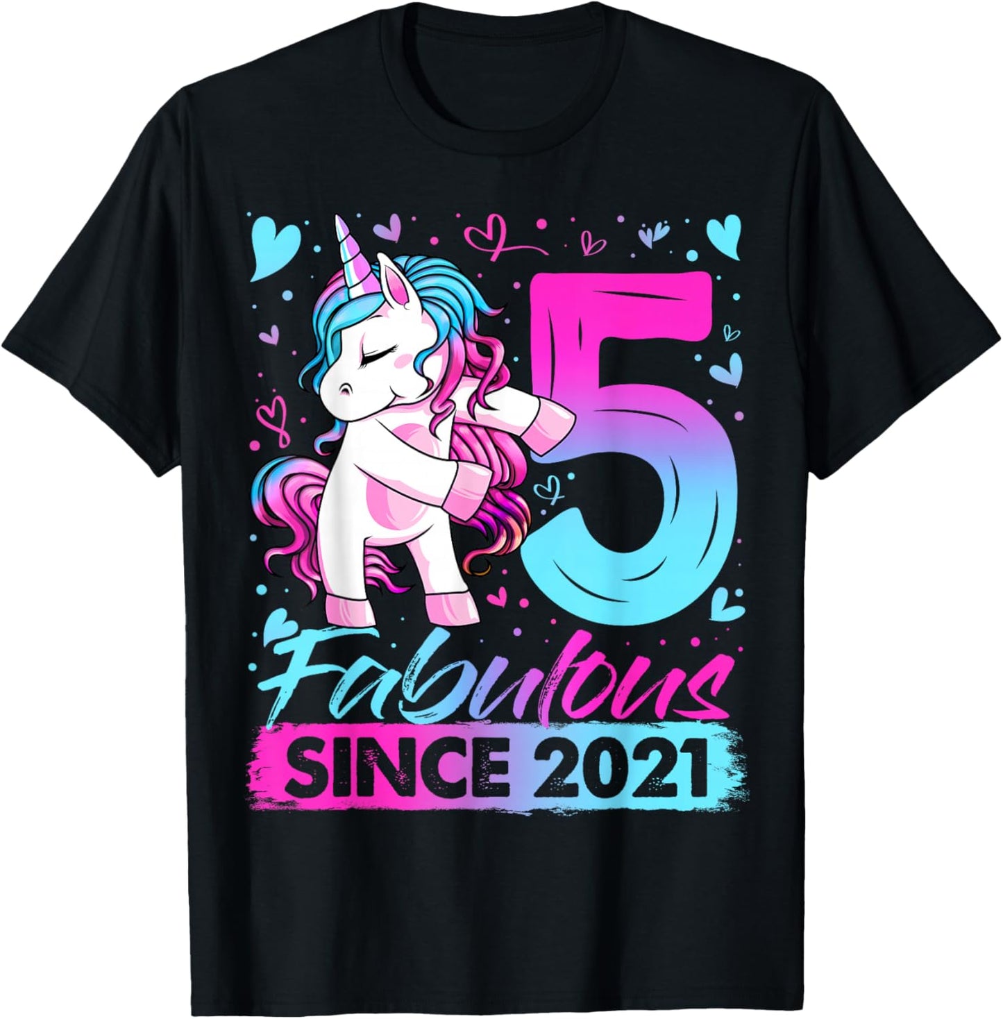5th Birthday Shirt Girl 5 Year Old Gifts 5 Birthday Girl T-Shirt - T-Shirt | Black