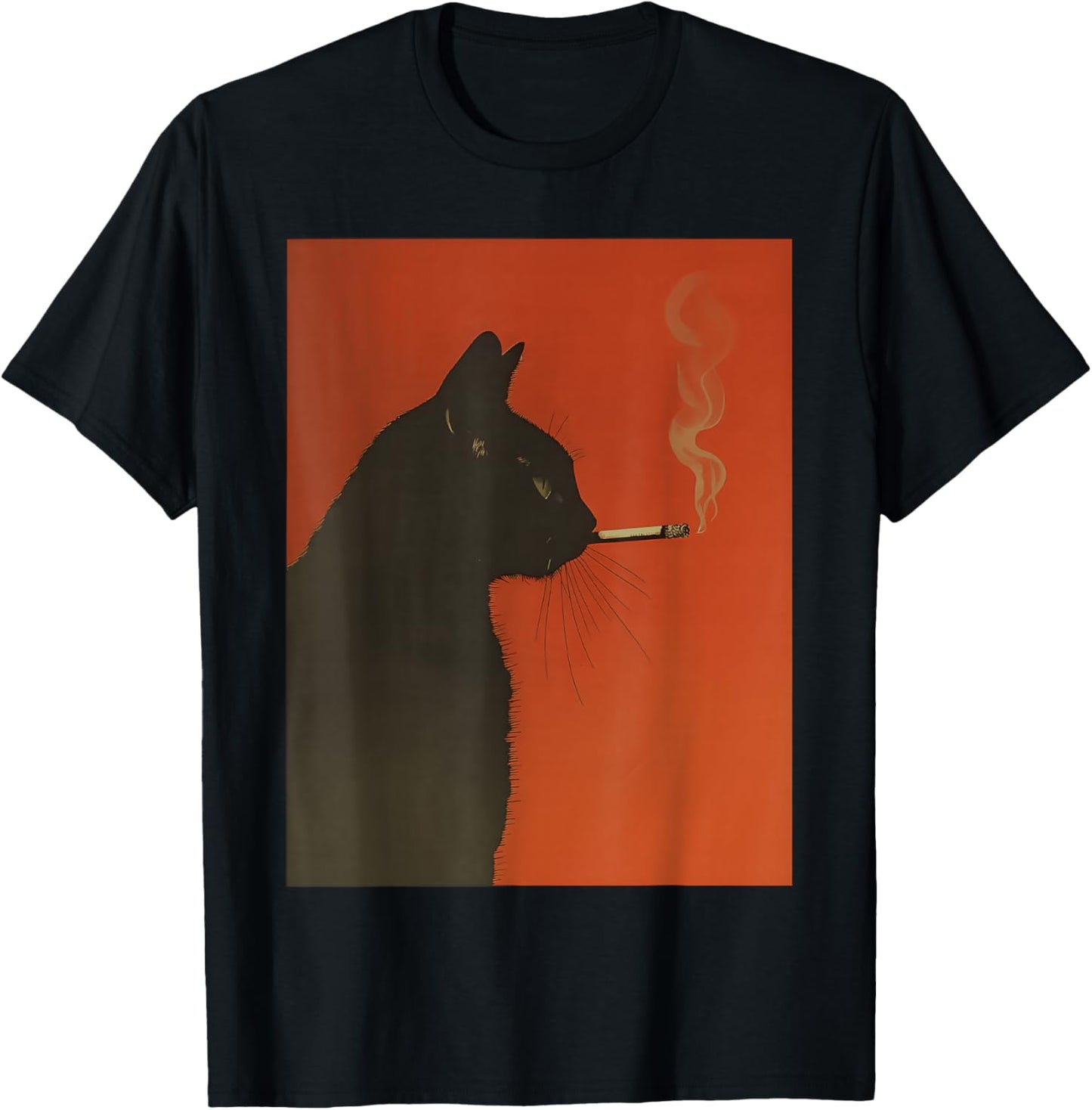Smoking Black Cat – Moody Retro Noir Cat T-Shirt - T-Shirt | Black