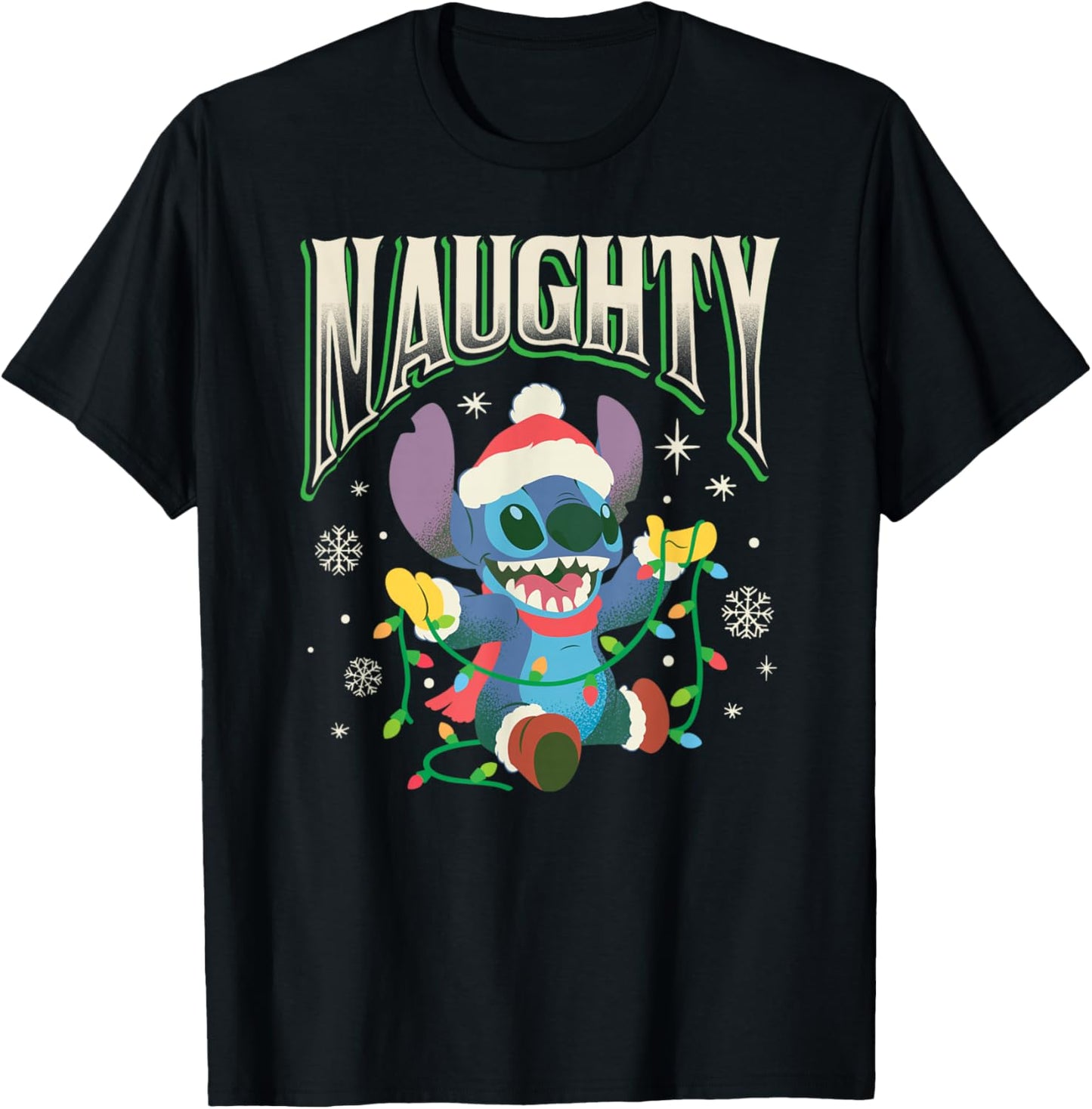 Disney Lilo & Stitch Christmas Season Naughty Stitch T-Shirt - T-Shirt | Black