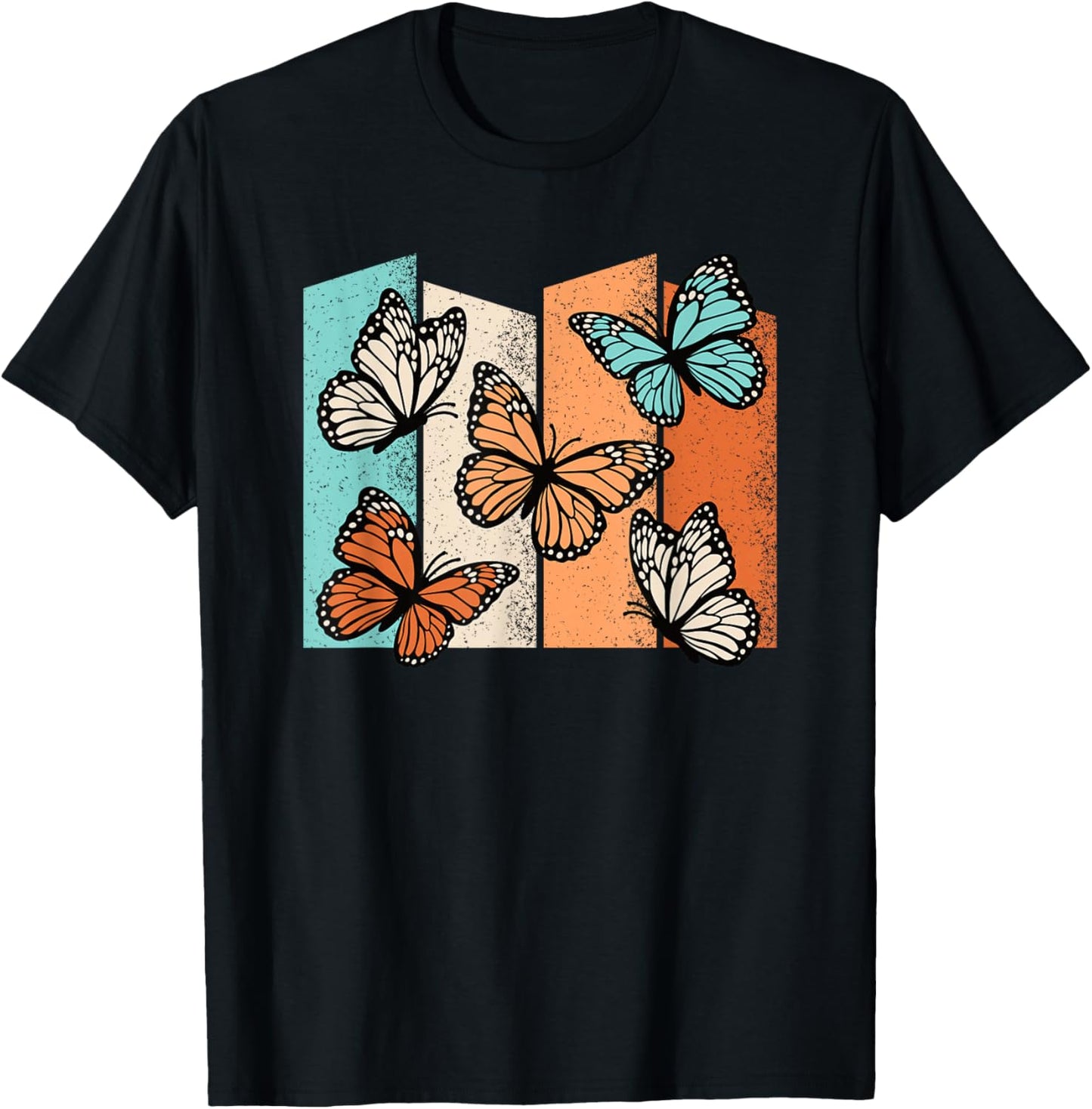 Retro Butterflies Vintage Butterfly Lover Men Women T-Shirt - T-Shirt | Black