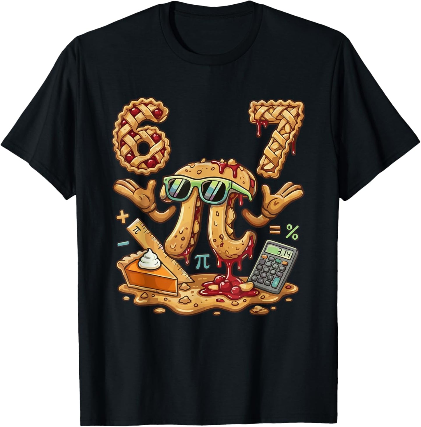 Pi Symbol 67 Meme Math Pi Day Graphic T-Shirt - T-Shirt | Black