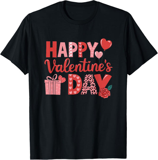 Happy Valentines Day 2026 Heart Love Valentine Men Women T-Shirt - T-Shirt | Black