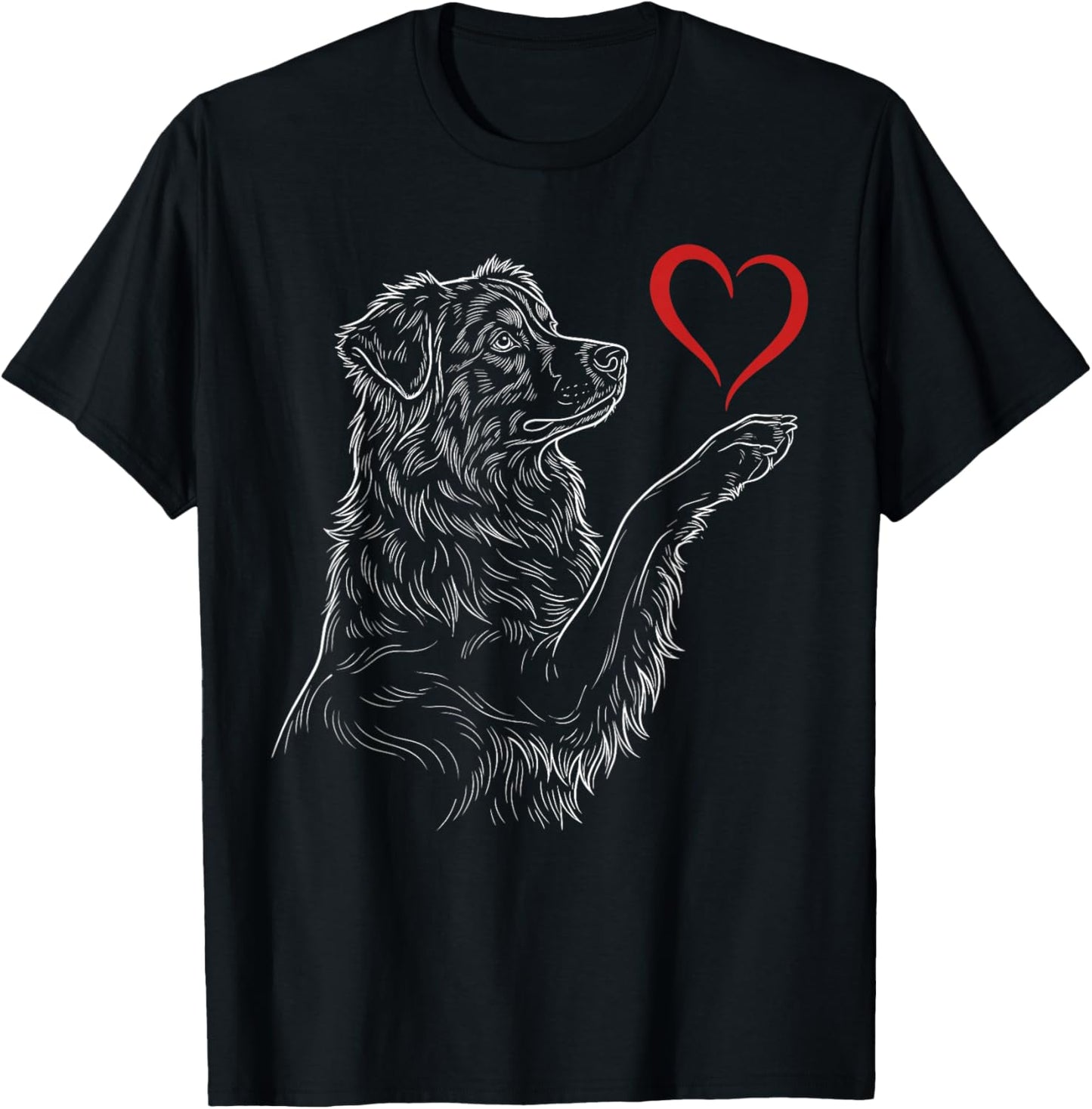 Australian Shepherd Lover Dog Holding Heart Valentines T-Shirt - T-Shirt | Black