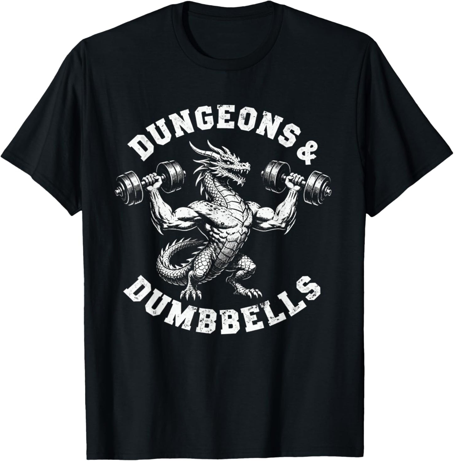 Dungeons and Dumbbells Gym Workout Fantasy T-Shirt - T-Shirt | Black