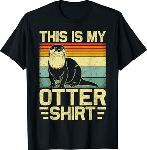 Cute Otter Art Women Sea Otters Animal Lover T-Shirt - T-Shirt | Black